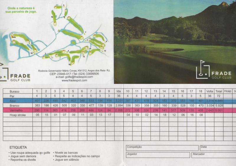 Scorecard do FRADE Golf Club em Angra dos Reis.