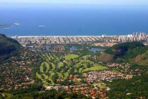 Vista aérea do Itanhangá Golf Club, no Rio de Janeiro.