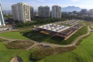 Clubhouse do Olimpico campo de golfe em Rio de Janeiro.